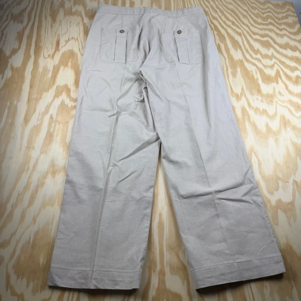 Joseph & Feiss Mens Linen Cotton Drawstring Pants Beige Straight Leg 34x32